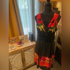 🌺NWOT Gorgeous Black Dress Red Flowers